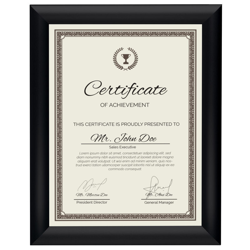 Sleek Series Metal Picture Frame, Brushed Black, 8.5" W x 11" H