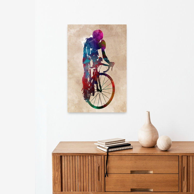 «Vibrant Cycling Sprint», art mural contemporain, 24" H x 16" W