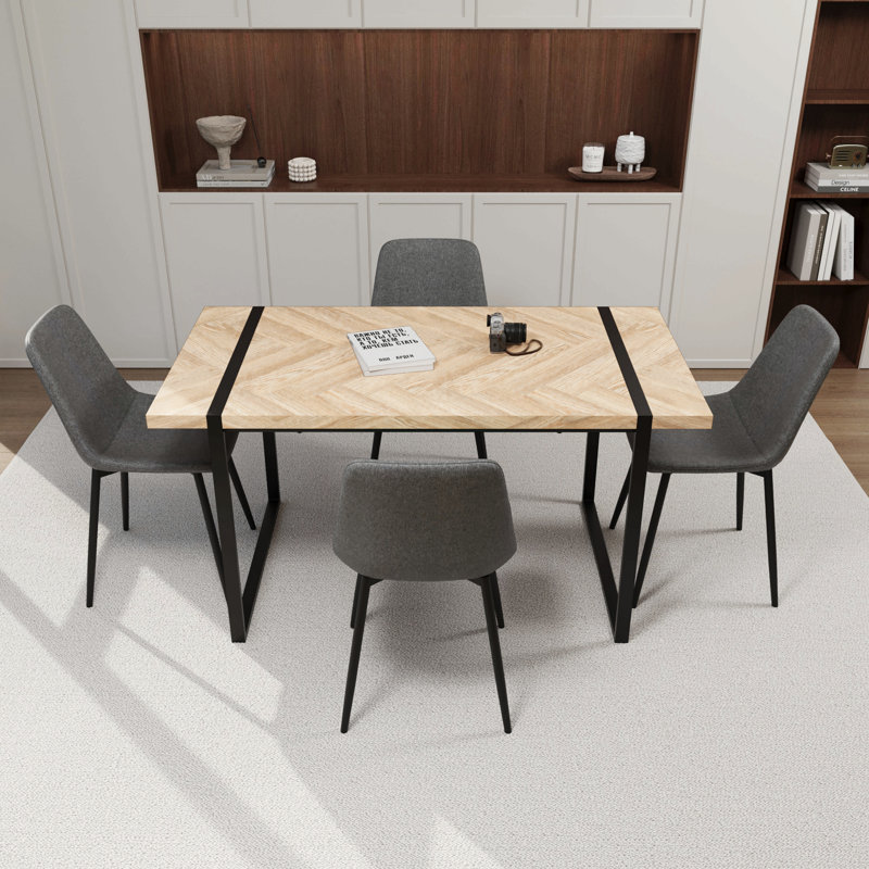 Ensemble de table de salle à manger en bois aggloméré et de salle à manger moderne 4 pièces, ensemble de table de salle à manger en bois de style médiéval