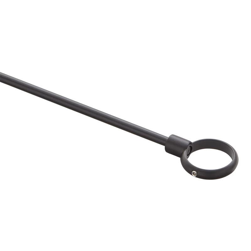 54" Matte Black D-Shaped Shower Rod with Ceiling Support