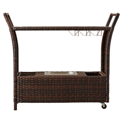 Bratton Heights Aluminum and Resin Wicker Bar Cart,Kitchen Cart,Coffee Station