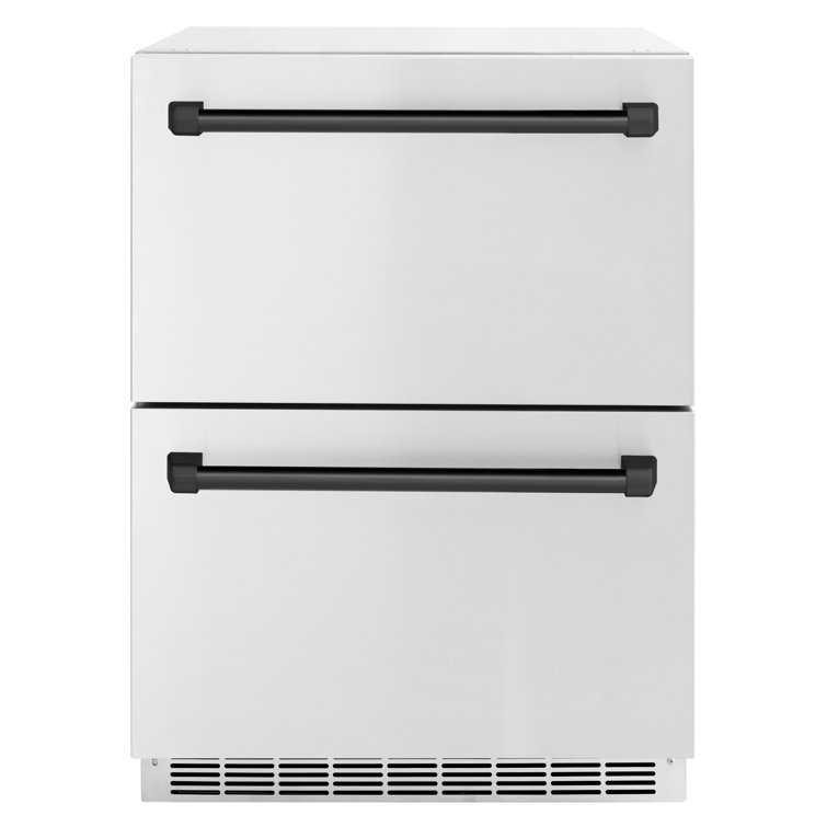 ZLINE Autograph Edition 24 In. Touchstone Refrigerator Drawer in Black Matte and Gold