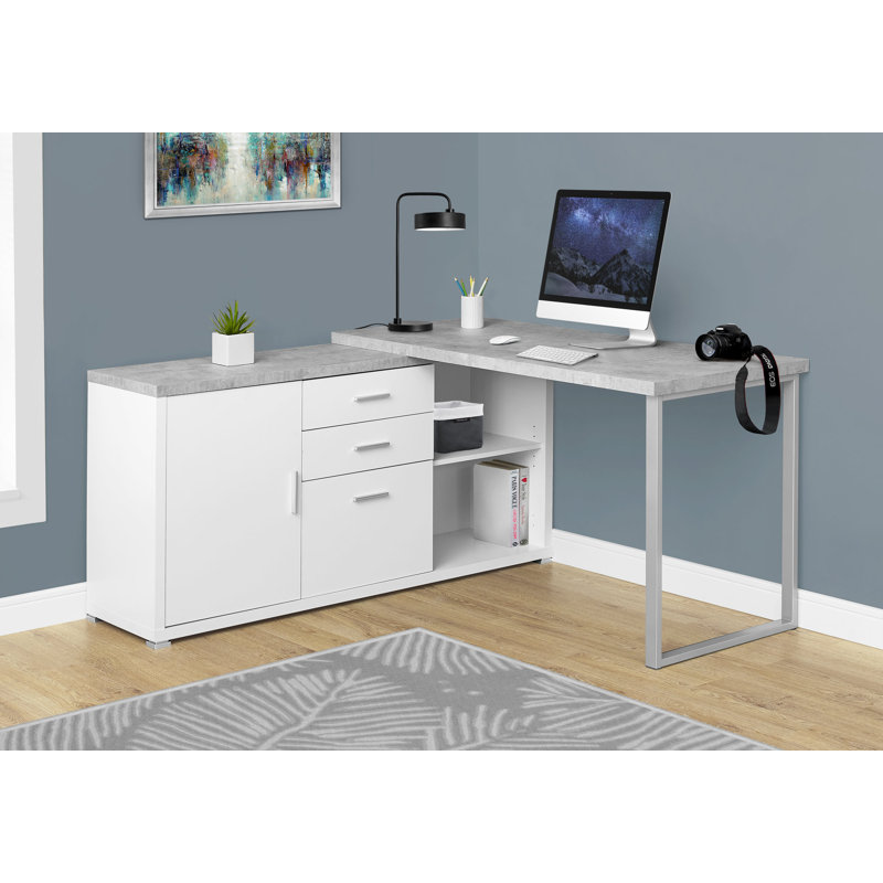 Computer Desk - 60"L, White, Left-Hand Facing