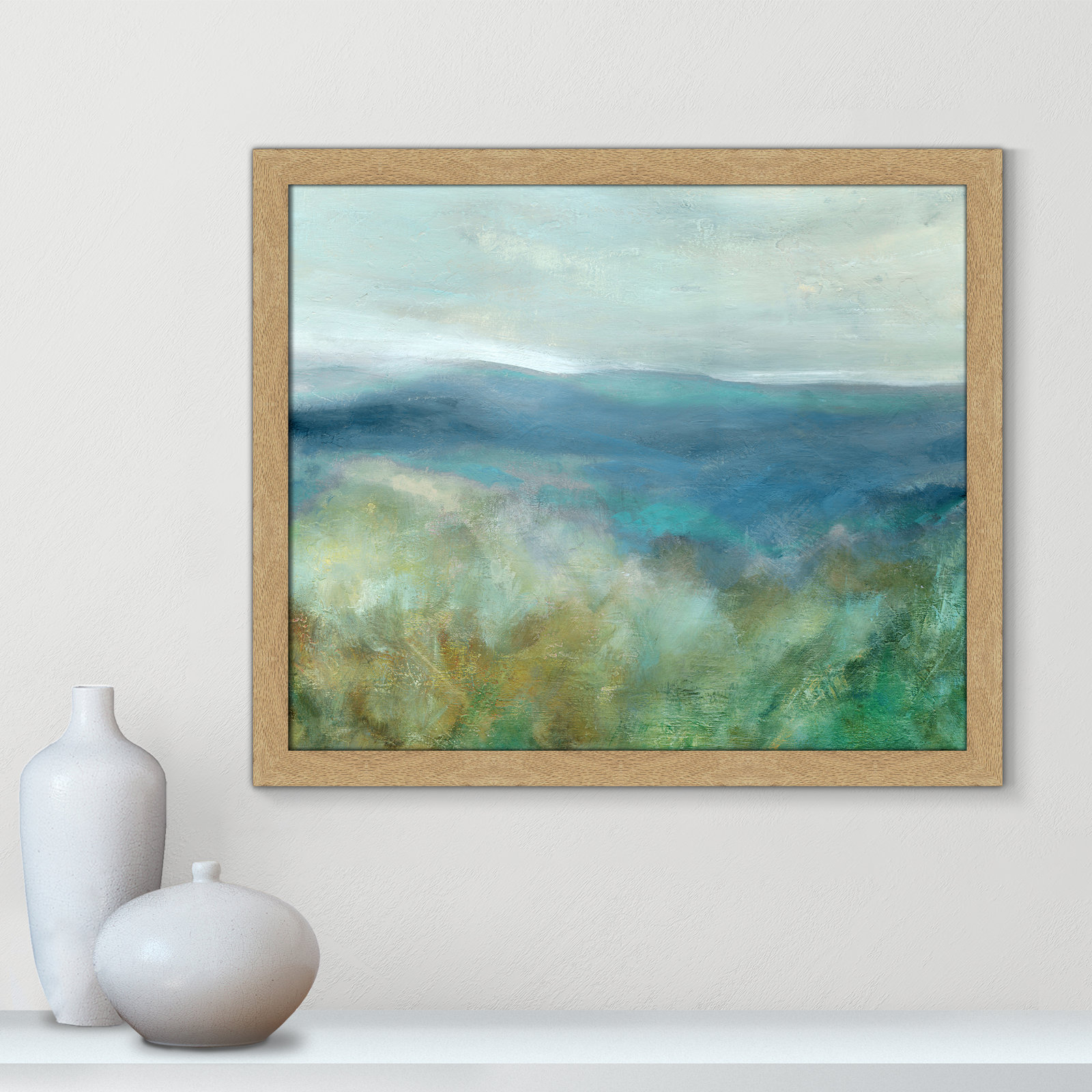 Adamsville "Blue Mountain Overlook" Painting, Natural Framed, 22.5" H x 26.5" W x 1.12" D