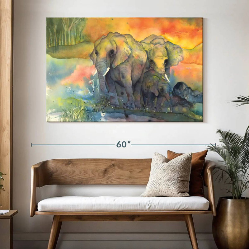 Brampt Elephants Kin, 34" H x 51" W