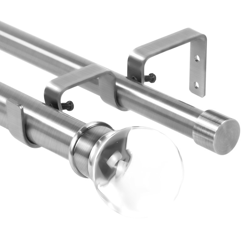 Tringle à rideaux double Coto, H 1 po x l 84 po x P 1 po, Acier brossé