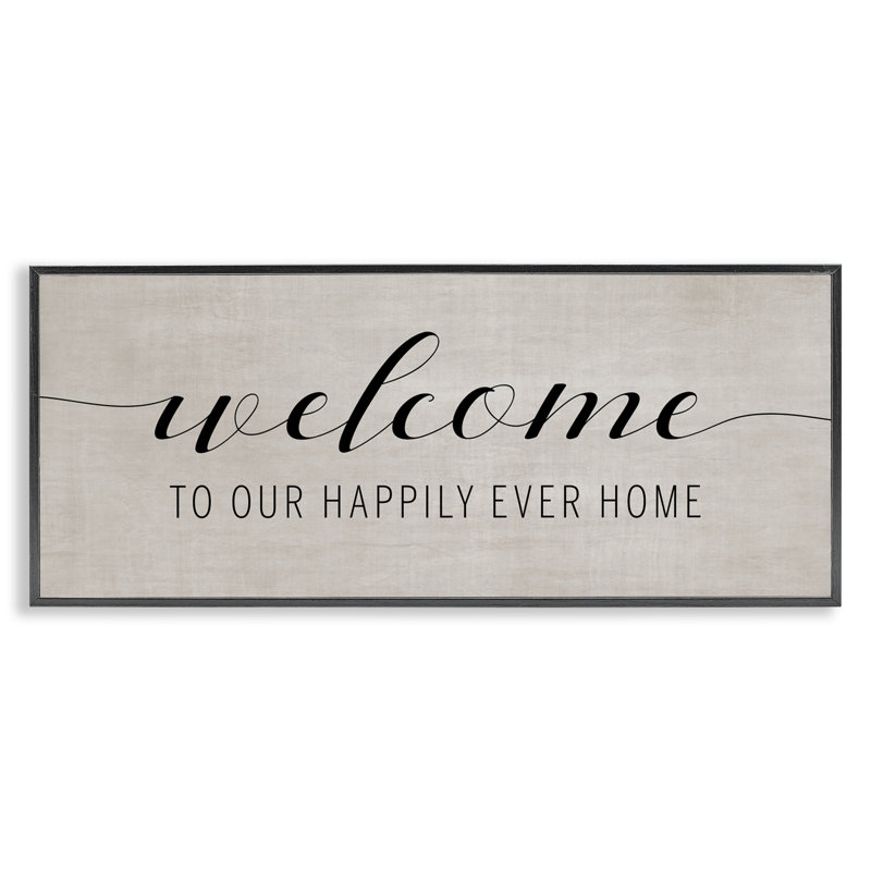 «Happily Ever Home Welcome», estampe numérique, conception par Amanda Murray, H 10 po x l 24 po, Giclée encadrée noir minuit