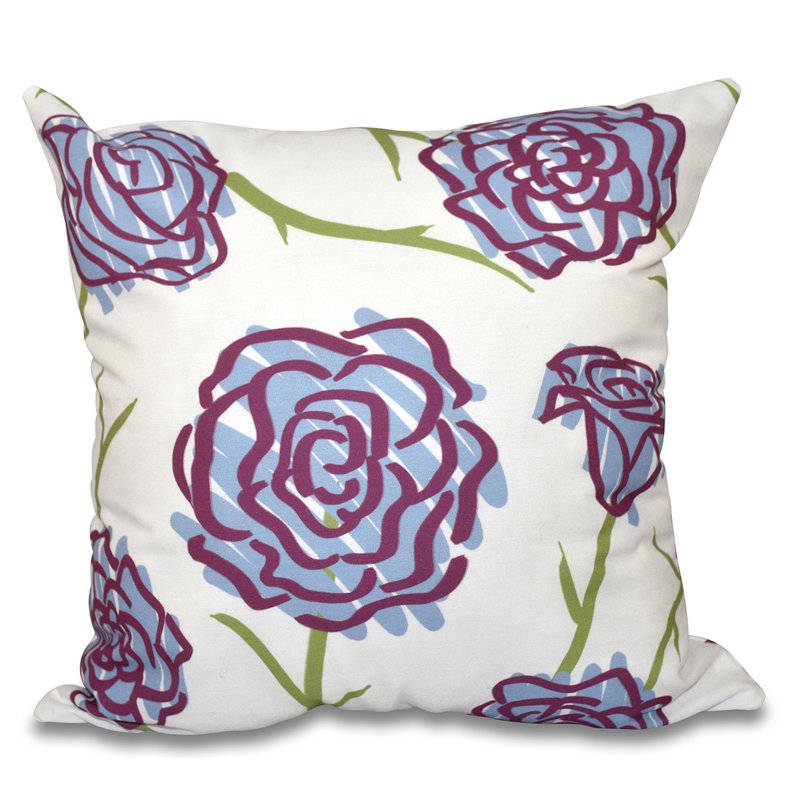 Housse de coussin d'extérieur carré Botanical Blooms, 18 po x 18 po, Bleu