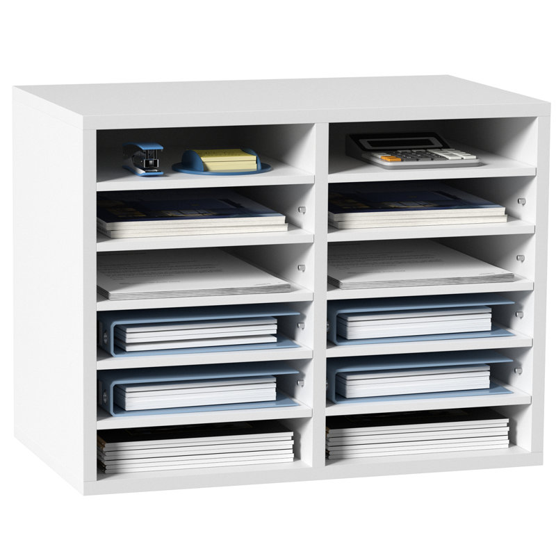 VEVOR Manufactured Wood 12 Compartment Mailroom Table Accessory, White