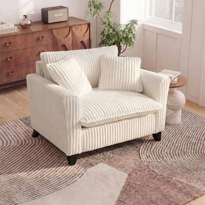 Lazy Sofa Chair with Backrest, Soft Seat Cushion & Armrests, Space Saving, Fit for Living Room Bedroom Balcony, Easy to Assemble