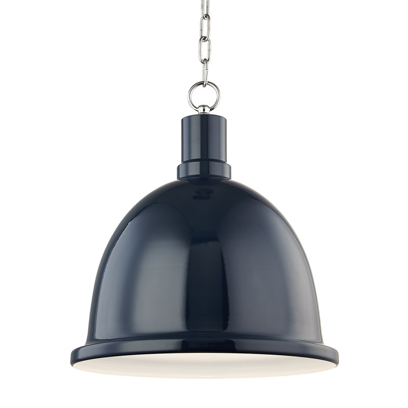 Blair 1 - Light Single Pendant, Polished Nickel, Navy, 21.25" H x 16" W x 16" D