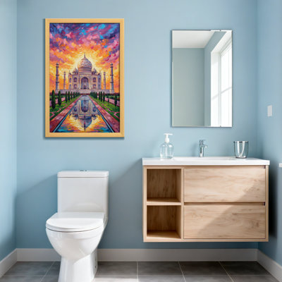Scenic &Cityscapes Taj Mahal Sunset Reflection Art Print