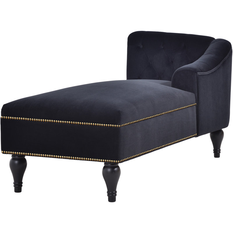 Chaise longue 58 pouces Velouris avec revêtement en velours et garniture cloutée