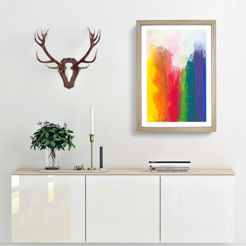Touching the Rainbow in Abstract - Picture Frame Graphic Art Print, Oak, 76cm H x 50cm W x 2cm D