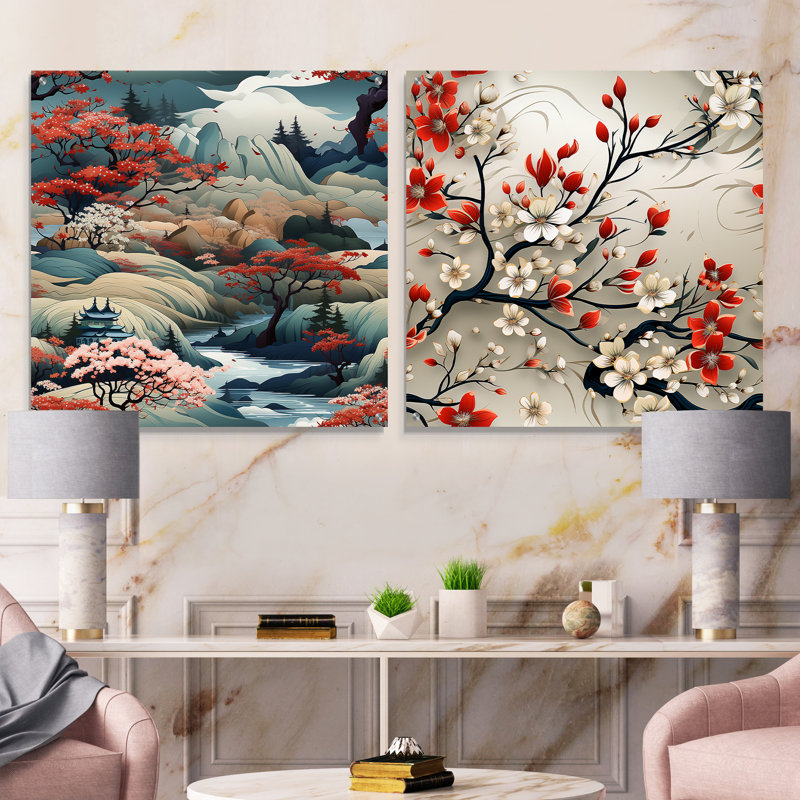 Ebre - ensemble de 2 art mural en verre acrylique, H 16 po x l 33 po