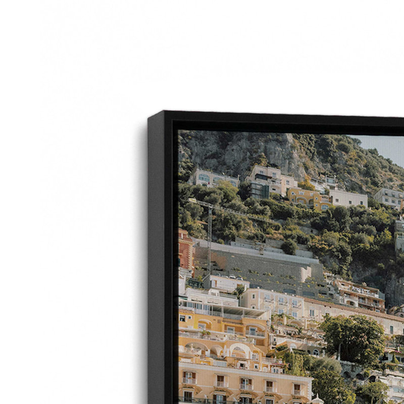 Impression sur toile Nautical Positano, Cadre flottant noir satiné, H 8,75 po x l 12,75 po x P 1,75 po, 1