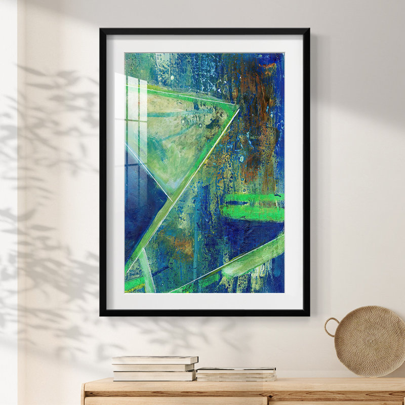 «GeometricInCoolVIIP», impression sur toile encadrée, H 25,5 po x l 17,5 po, Noir