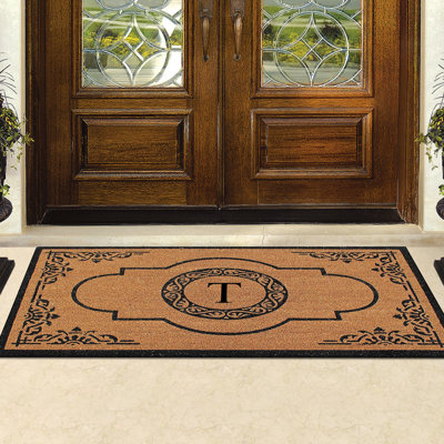 Issac Natural Coir and PVC Backing 36" X 72" Double Door Mat Outdoor Entrance Monogrammed Doormat 