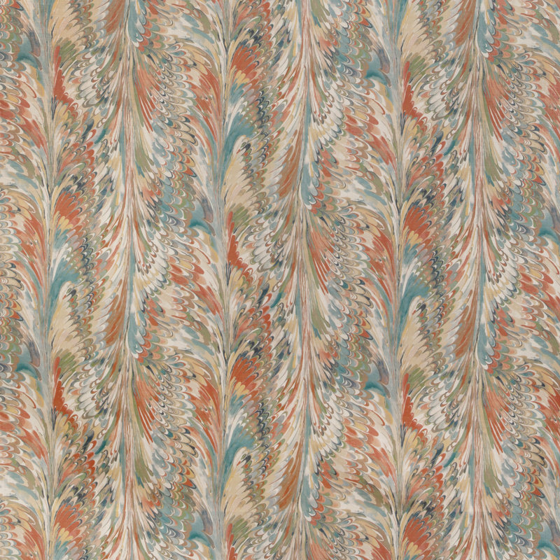 Taplow Print, Orange/Blue/Beige