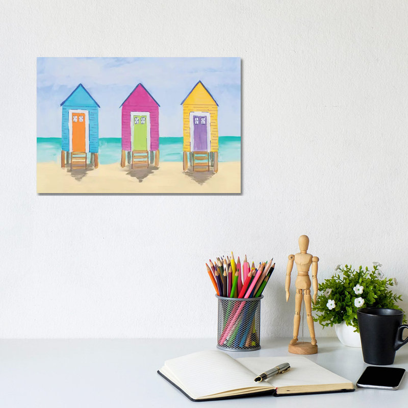 " Beach Shacks " by Julie Derice, Wrapped Canvas, No Mat, 12'' H x 8'' W x 0.75'' D
