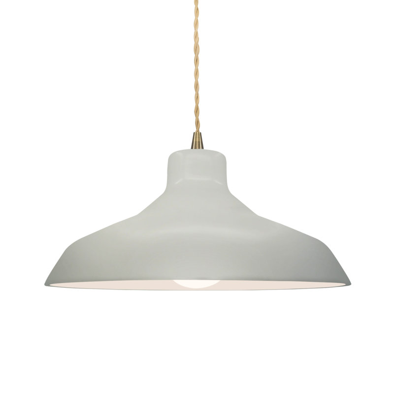Fallon - Light Dome Pendant, 6.25" H x 13.5" W x 13.5" D, Matte White, Antique Brass