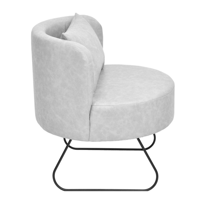 Modern Faux Leather Barrel Chair, Grey