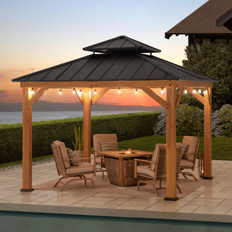 Cedar Wooden Gazebo KAPS - 3.3m x 3.3m, Anthracite