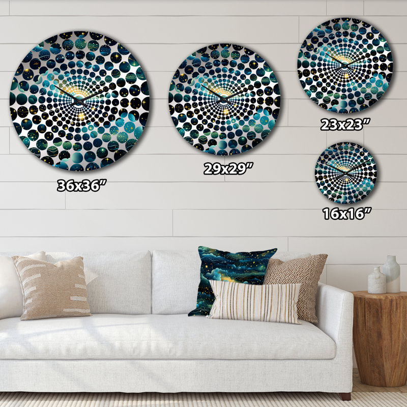 Horloge murale abstraite Midnight Indigo Galatic, Médium