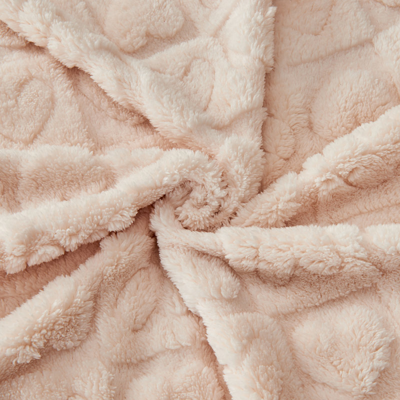 Throw Blankets With Heart Checkered, Beige, 50" L x 40" W