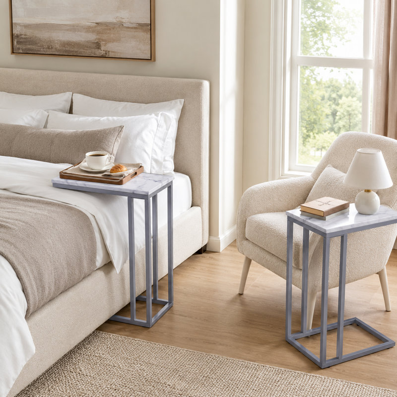 Ensemble de 2 tables de bout en faux C, Grey