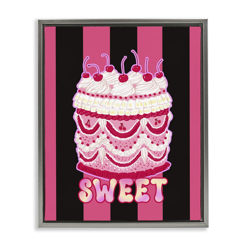 «Sweet Cake with Stripes», art mural encadré par Ziwei Li, Cadre flottant gris lustré, H 31 po x l 25 po