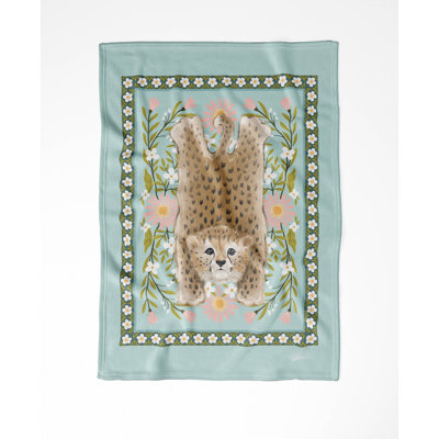 Lil Lying Leopard Flowers  Velveteen Fleece Blanket