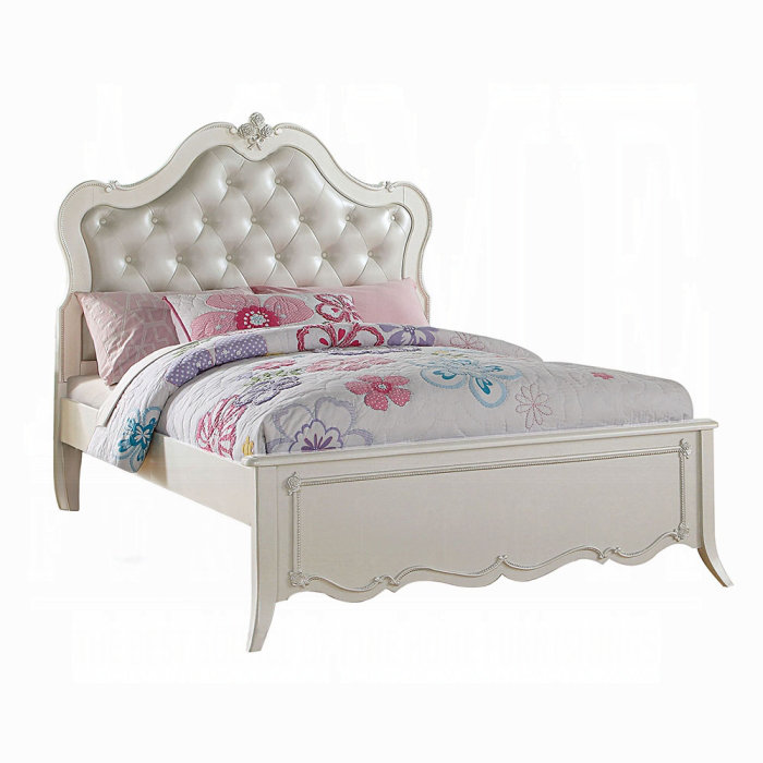 Lit plateforme Saffold en blanc perle (lit seulement), Double