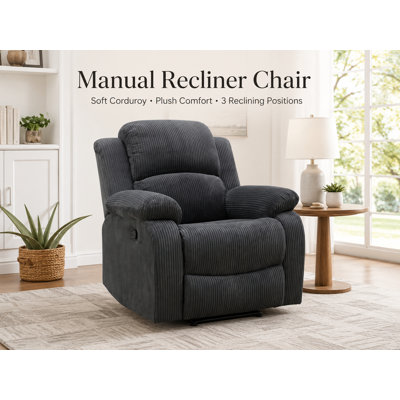 38.5 inch Modern Fabric Reclining Chair, Single Reclining Sofa Chair With Comfortable Armrest And Backrest, Black 