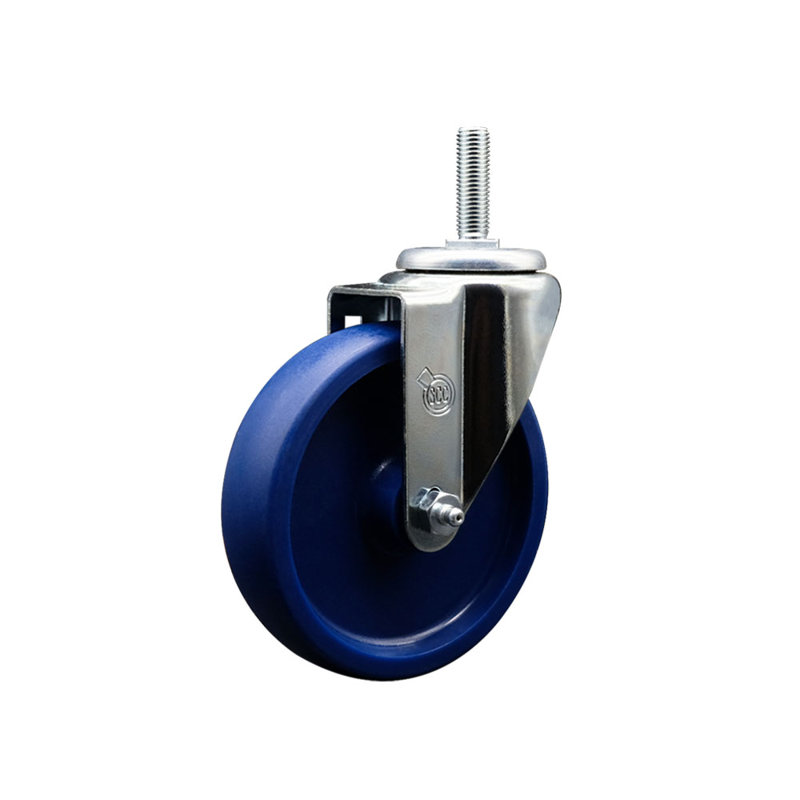 Polyurethane Wheel Swivel 3/8 Inch Threaded Stem Caster Set SCC