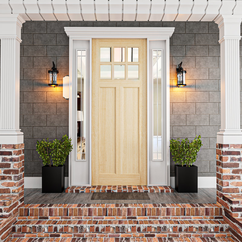 Porte en panneau de verre transparent à 6 grilles transparentes avec noyau solide non fini 2 brins brut, L 30 po x H 80 po
