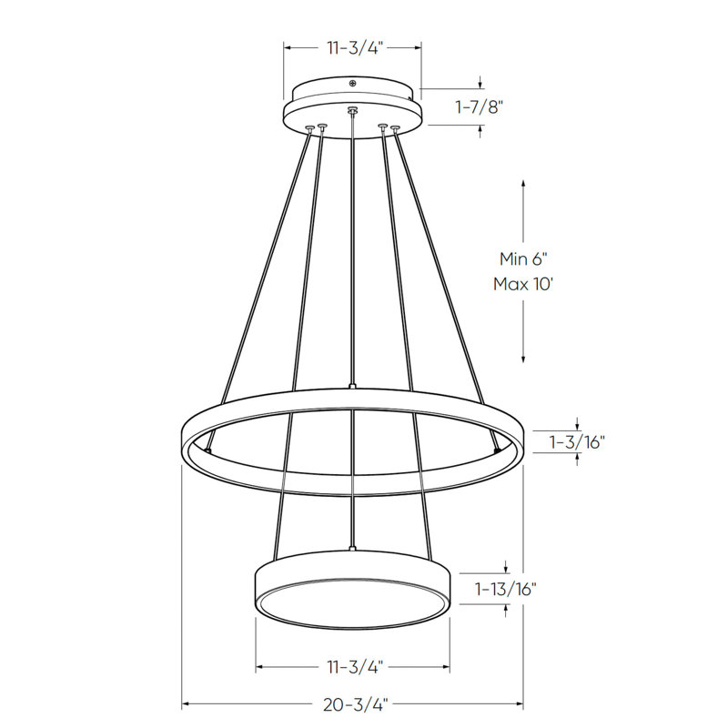 Luminaire suspendu simple à 3 lumières DEL noires Lammie