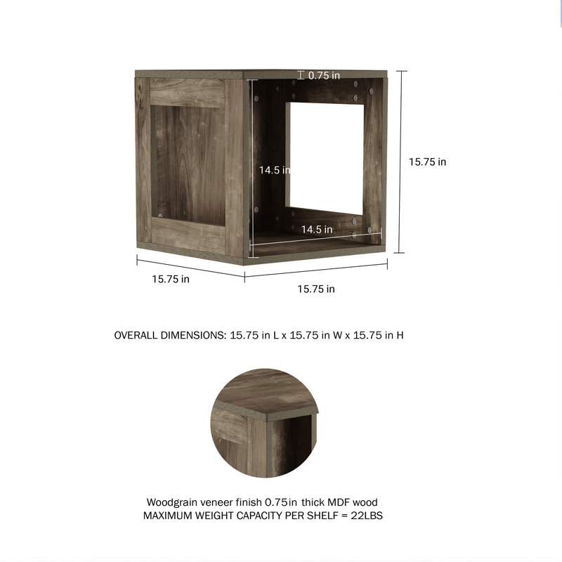 Doraville Stackable Cube End Table - Contemporary Minimalist Modular Accent Piece with Open Sides for Bedroom, Living Room, or Office