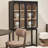 Black Solid Wood Display Cabinet Bookcase