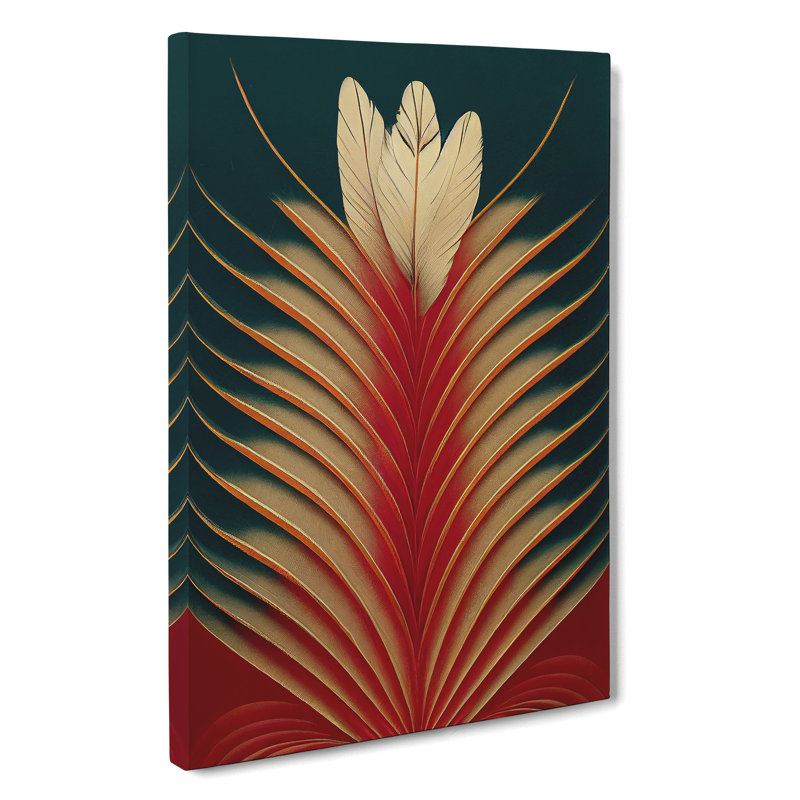 Art Deco Feather No.2 - Wrapped Canvas, 76cm H x 50cm W x 3cm D