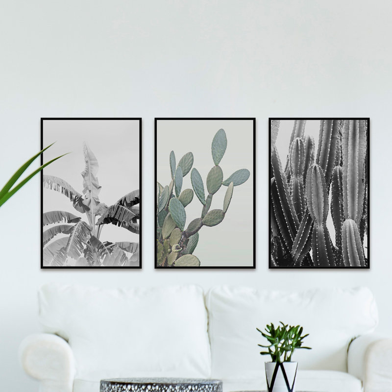 " Cacti Triptych " 3 - Pieces, 45" H x 30" W x 1.5" L