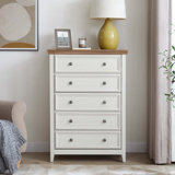 Modern 5 Drawers Dresser 5 Drawers Cabinet,Chest of Drawers Closet Organizers and Storage Clothes Storage Drawers Cabinet for Living Room, Farmhouse Dresser Organizer