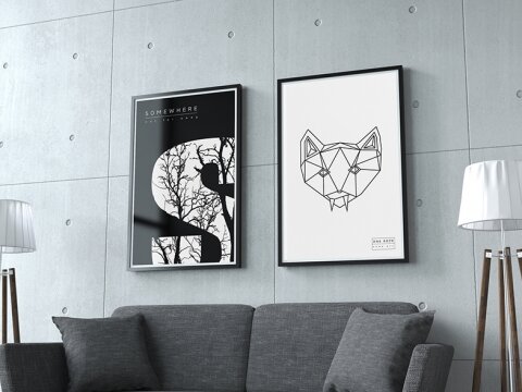 2-tlg. Gerahmtes Poster-Set Animals B&W von Bartosz Jasyk