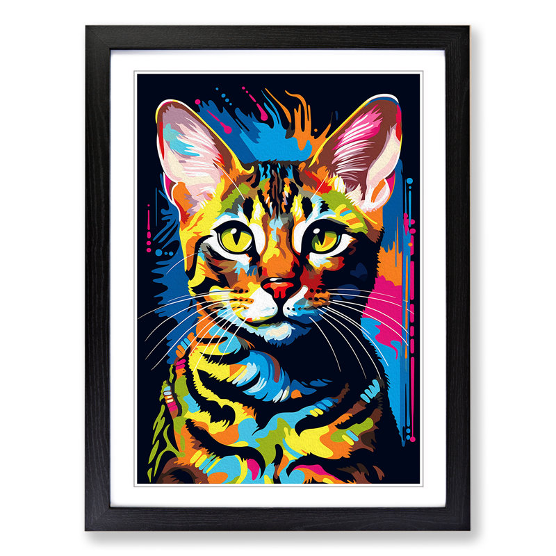 Bengal Cat Pop - Framed Print, Black Framed, 34cm H x 25cm W x 2cm D