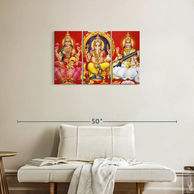Adella Laxmi Ganesh et Saraswati, H 20 po x l 33 po