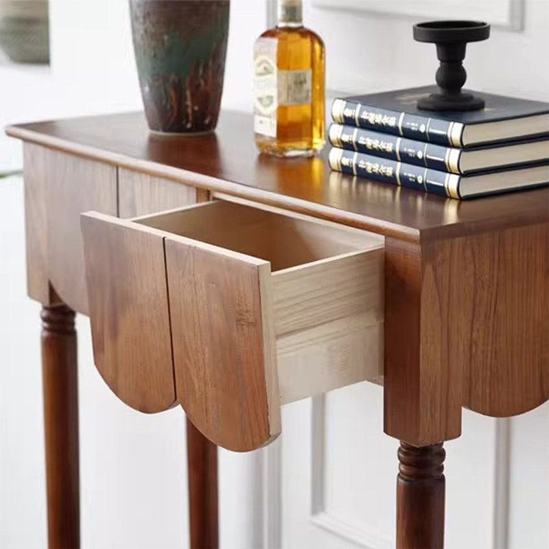 Console en bois massif noyer clair clair, H 35,43 po x l 33,07 po x P 12,6 po
