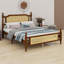 Lit en bois de pin avec tête et pied de lit en rotin-489757541-489757563