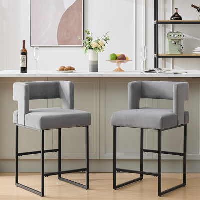 Upholstered 26'' Counter Stool with Metal Frame (Set of 2)