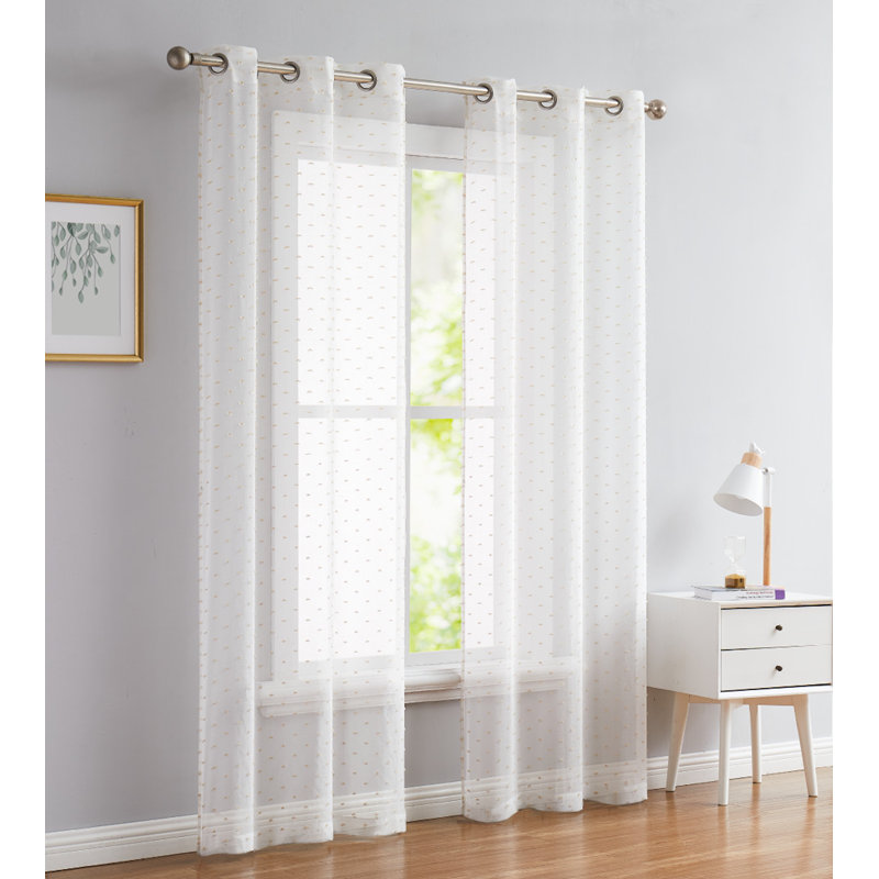 Cessna Sheer Curtain Pair, 38" W x 96" L, Gold
