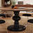 French Vintage Round Dining Table, Durable Walnut-245531401